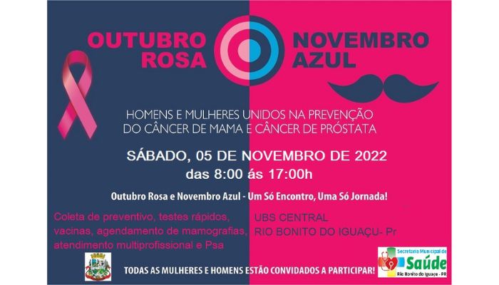 Rio Bonito - Secretaria de Saúde promove o dia “D” do outubro rosa e novembro azul no próximo sábado(05)